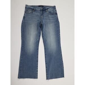 Aéropostale Mid Rise Kick Crop Jeans 6 Light Wash Raw Hem Cropped Flare Denim